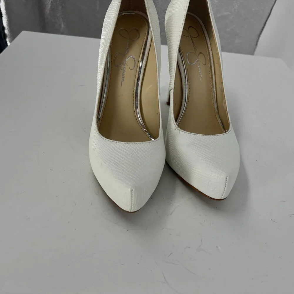 Jessica Simpson Parisah White Snakeskin Platform Pump